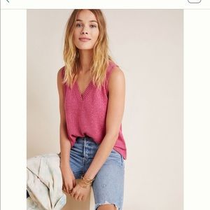 Camilla V-Neck Sweater Tank - Medium, Pink